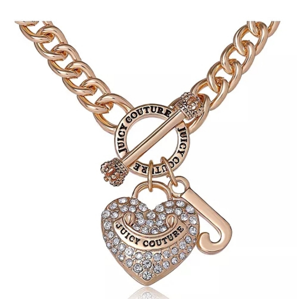 NEW NWT Juicy Couture Gold and Silver Heart Charm Necklace